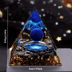 lapis lazuli crystal sphere & pyramid set luxury blue gemstone home decor
