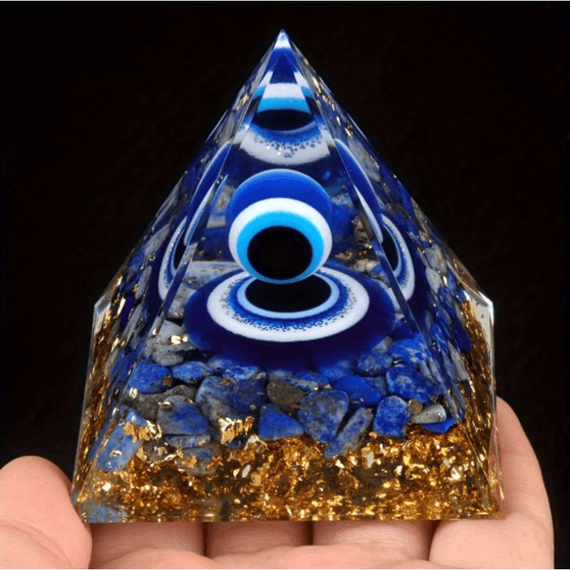 Lapis Lazuli Crystal Sphere Pyramid Set Luxury Blue Gemstone Home Decor 9