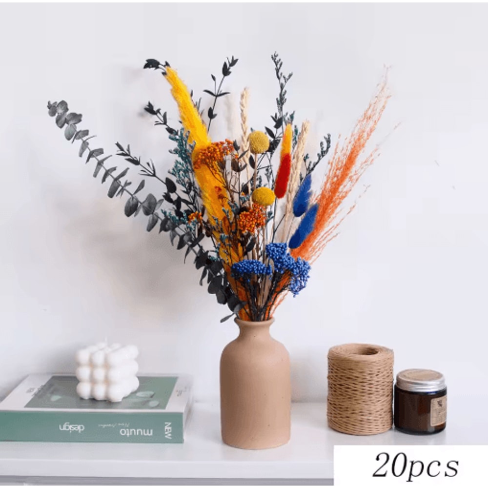 Blue Rabbit Tail Pampas Grass Bouquet Dried Flower Arrangement For Boho Home Decor 5
