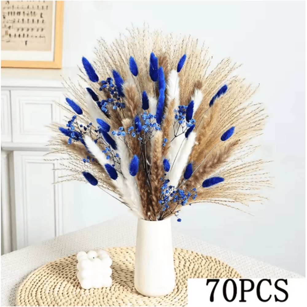 Blue Rabbit Tail Pampas Grass Bouquet Dried Flower Arrangement For Boho Home Decor 6