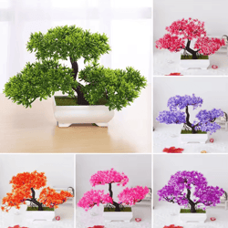 artificial bonsai plant mini potted tree for desk & home decor