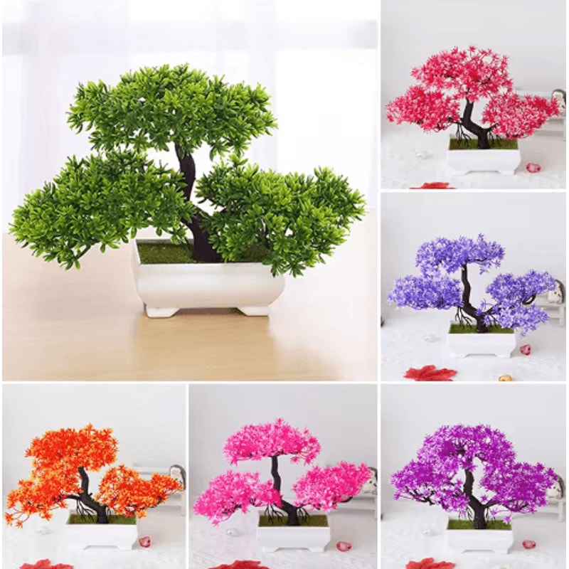 Artificial Bonsai Plant Mini Potted Tree For Desk Home Decor 0