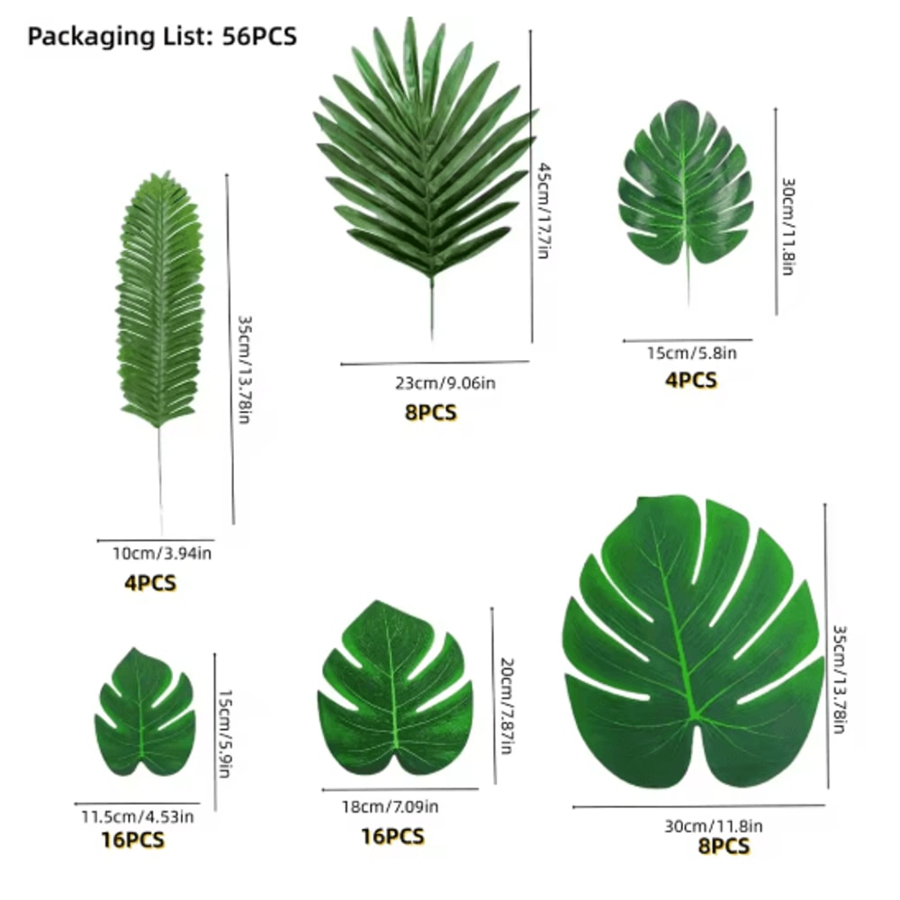 Tropical Palm Leaves Set Artificial Jungle Leaf Decorations For Party Home Styling 1