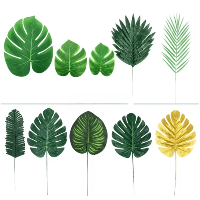 Tropical Palm Leaves Set Artificial Jungle Leaf Decorations For Party Home Styling 14