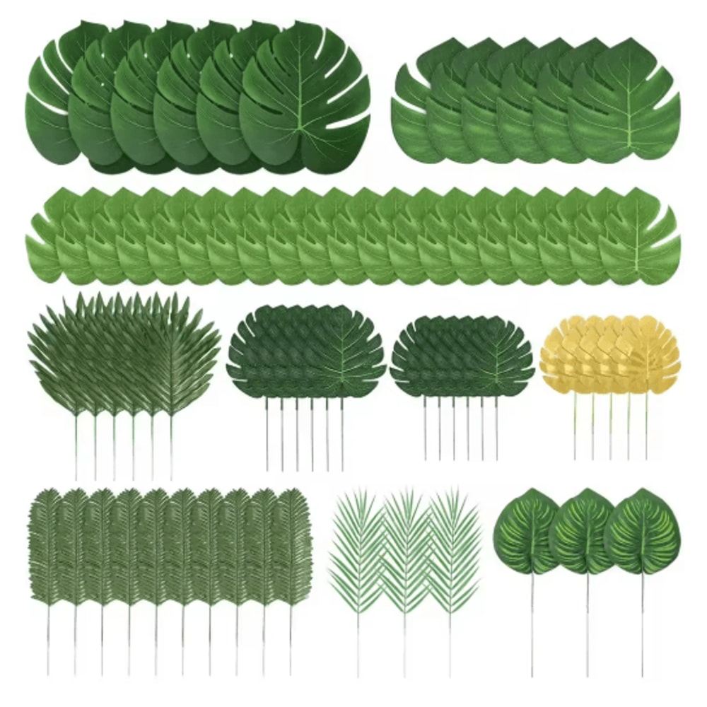 Tropical Palm Leaves Set Artificial Jungle Leaf Decorations For Party Home Styling 0