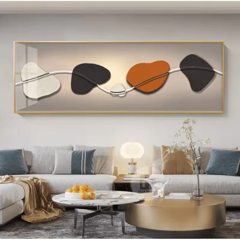 Chinese Style Golden Deer Canvas Wall Art Feng Shui Mountain Poster Decor 8