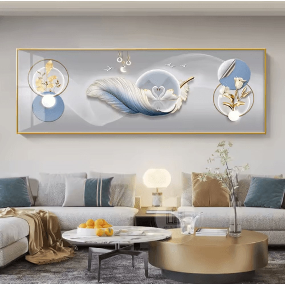 Chinese Style Golden Deer Canvas Wall Art Feng Shui Mountain Poster Decor 16