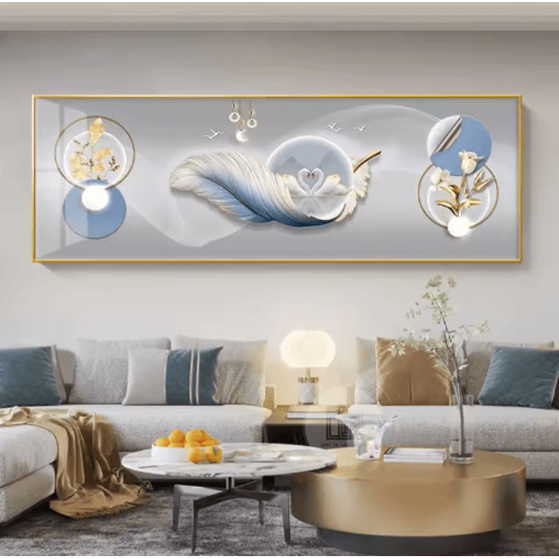 Chinese Style Golden Deer Canvas Wall Art Feng Shui Mountain Poster Decor 16