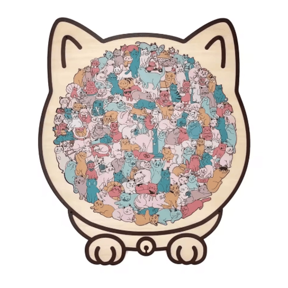 CatShaped Wooden Jigsaw Puzzle Unique Animal Puzzle For Cat Lovers Gifts 1
