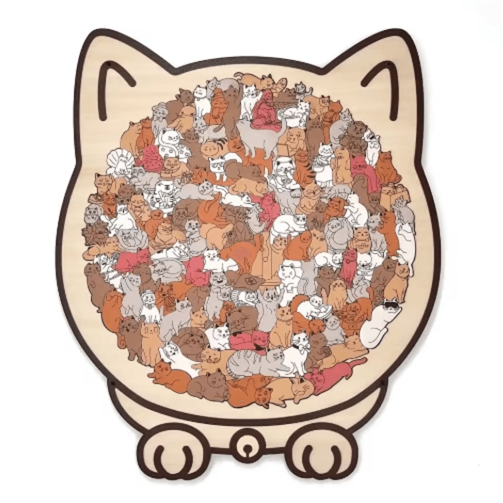 CatShaped Wooden Jigsaw Puzzle Unique Animal Puzzle For Cat Lovers Gifts 2