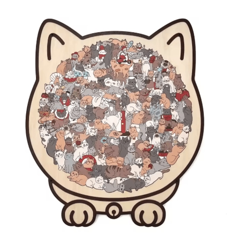 CatShaped Wooden Jigsaw Puzzle Unique Animal Puzzle For Cat Lovers Gifts 3
