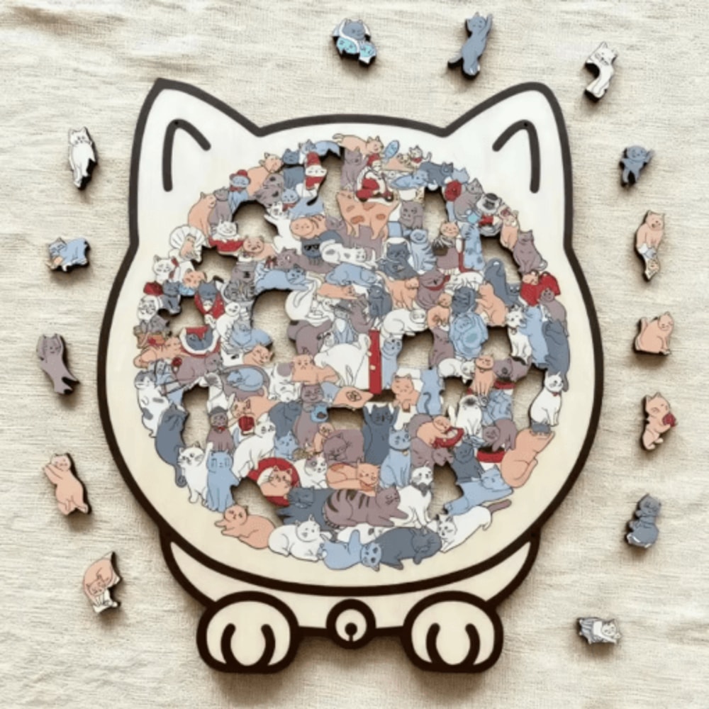 CatShaped Wooden Jigsaw Puzzle Unique Animal Puzzle For Cat Lovers Gifts 7