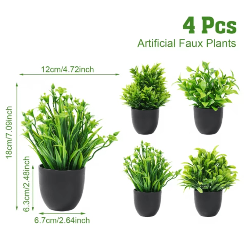 Mini Artificial Bonsai Plant Set Small Potted Greenery For Home Event Decor 1