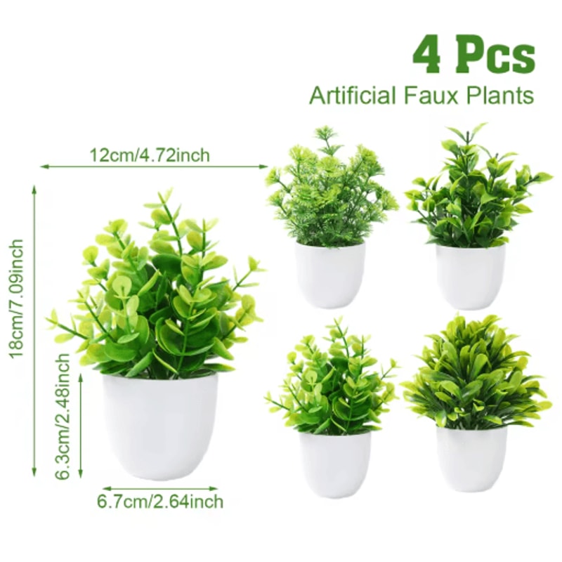 Mini Artificial Bonsai Plant Set Small Potted Greenery For Home Event Decor 2