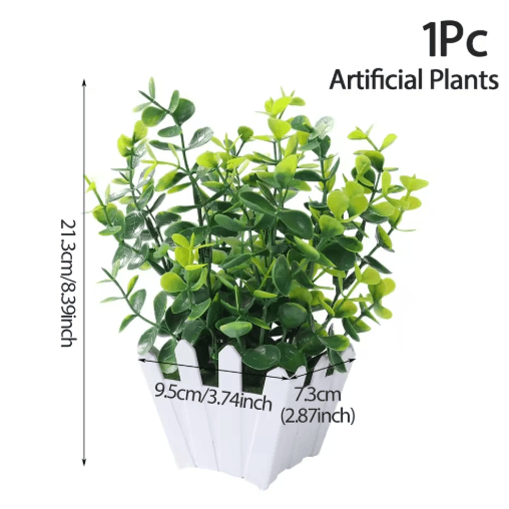 Mini Artificial Bonsai Plant Set Small Potted Greenery For Home Event Decor 4