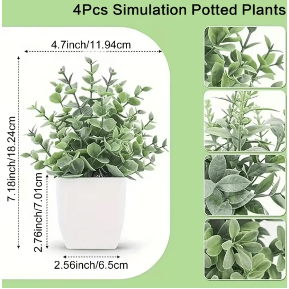 Mini Artificial Bonsai Plant Set Small Potted Greenery For Home Event Decor 5