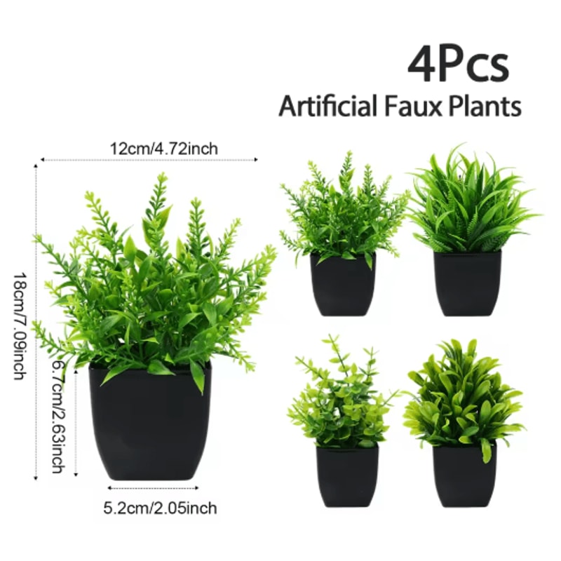 Mini Artificial Bonsai Plant Set Small Potted Greenery For Home Event Decor 6