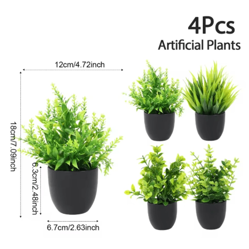 Mini Artificial Bonsai Plant Set Small Potted Greenery For Home Event Decor 8