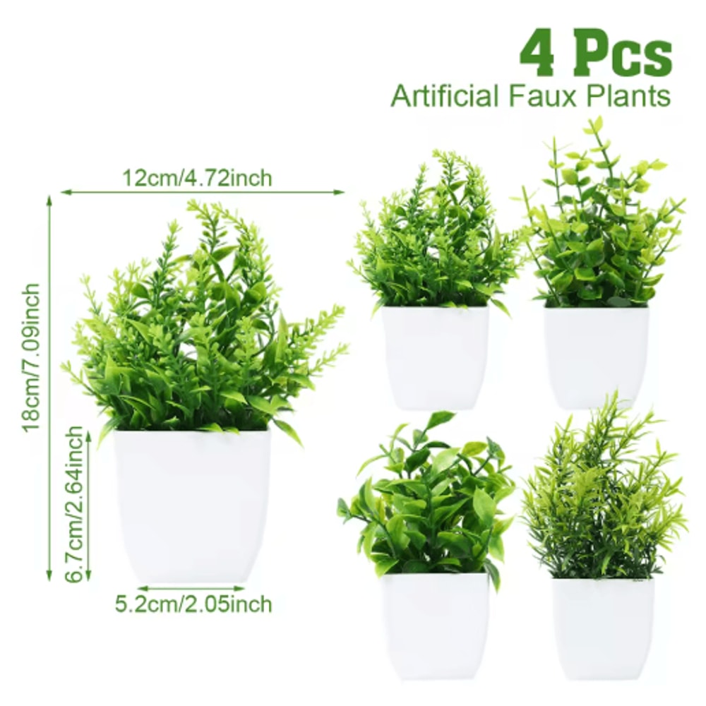 Mini Artificial Bonsai Plant Set Small Potted Greenery For Home Event Decor 9