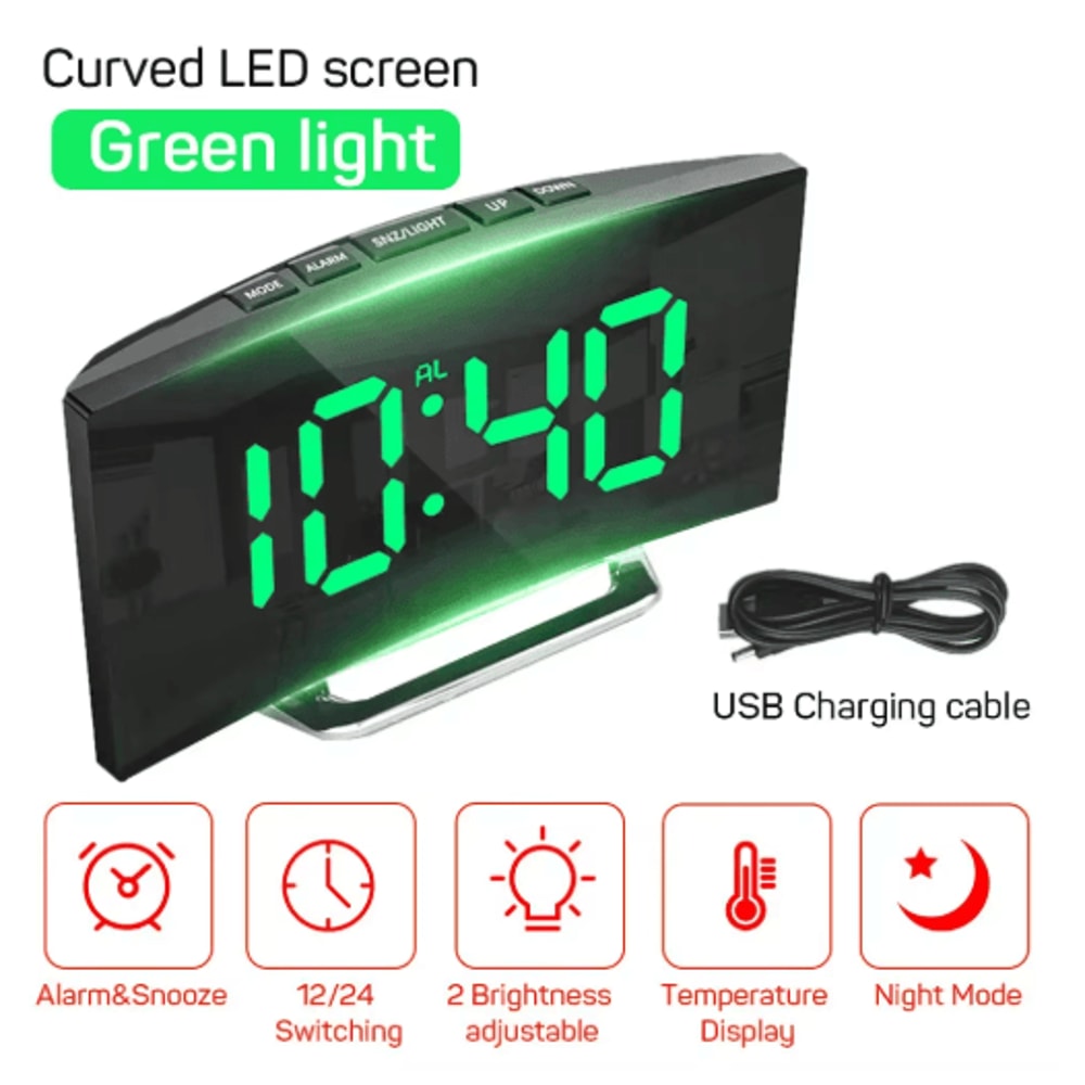 LED Digital Alarm Clock With Large Display Temperature Calendar Nightlight 3