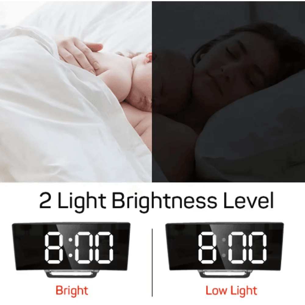 LED Digital Alarm Clock With Large Display Temperature Calendar Nightlight 4