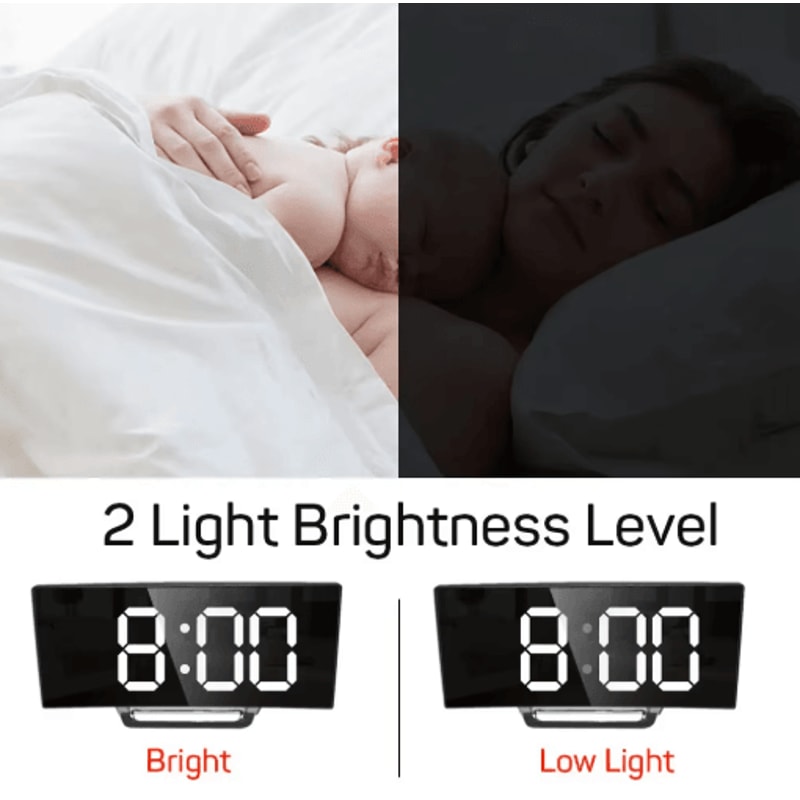 LED Digital Alarm Clock With Large Display Temperature Calendar Nightlight 4