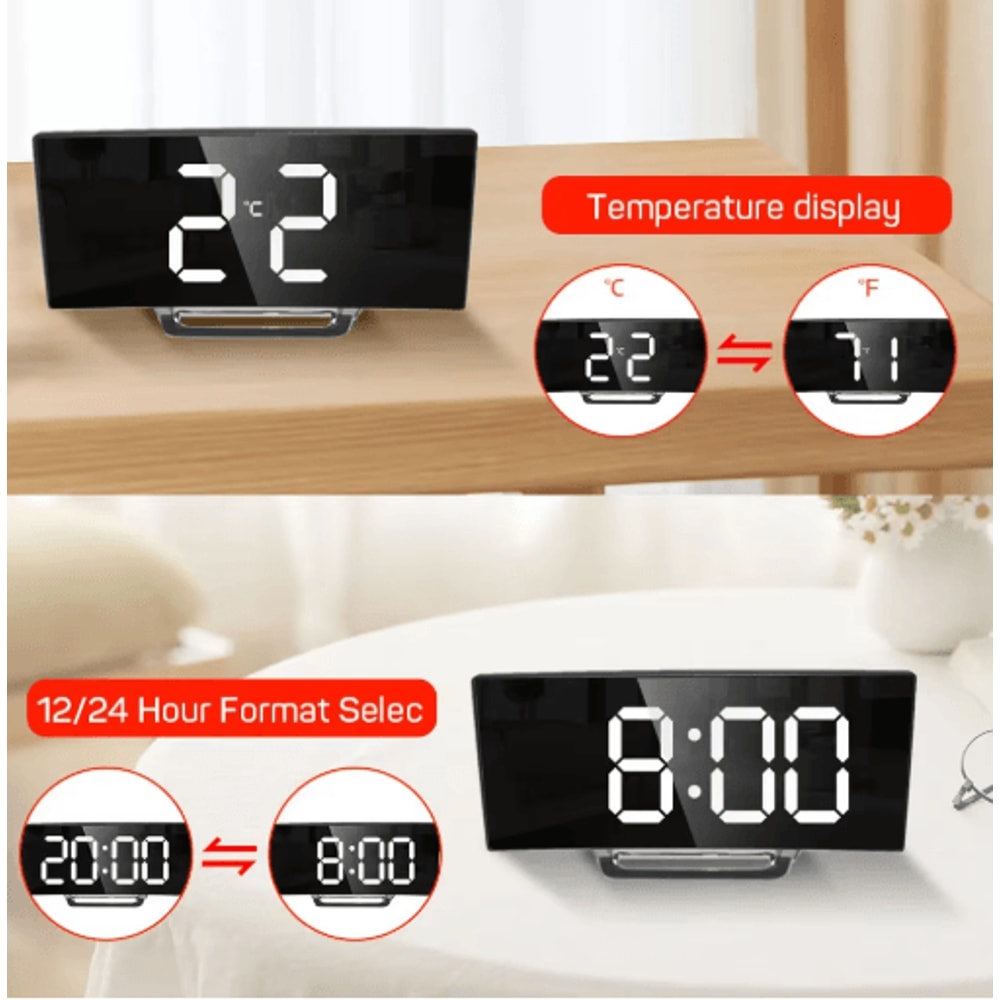 LED Digital Alarm Clock With Large Display Temperature Calendar Nightlight 5