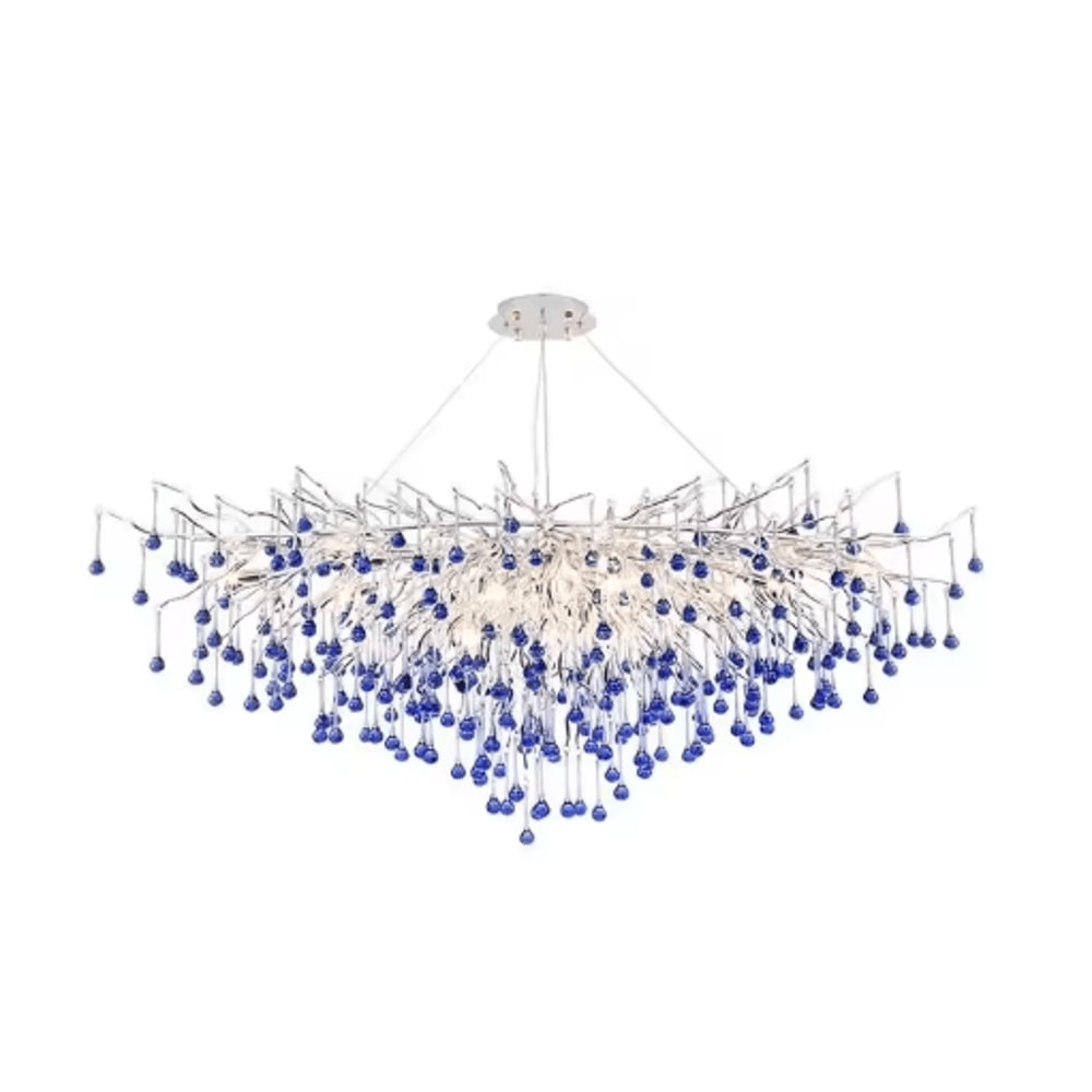 Luxury Branch Crystal Chandelier Modern Teardrop Hanging Lamp For Living Dining Spaces 11