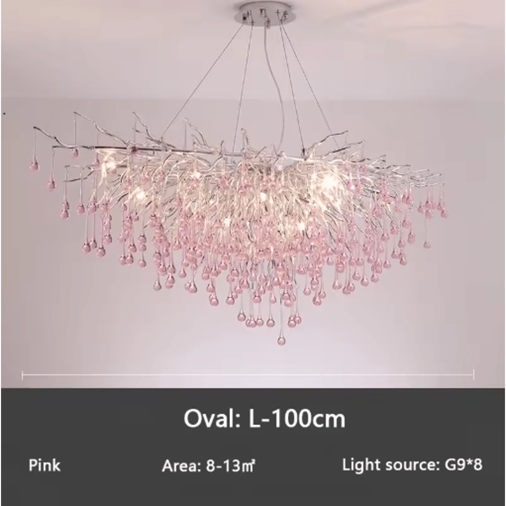 Luxury Branch Crystal Chandelier Modern Teardrop Hanging Lamp For Living Dining Spaces 5