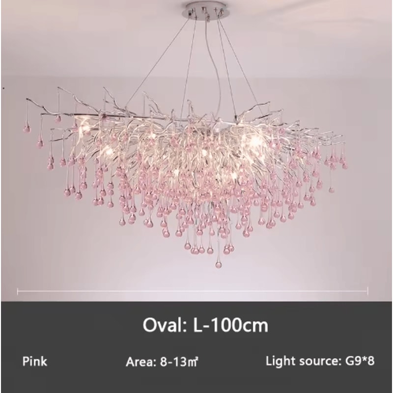 Luxury Branch Crystal Chandelier Modern Teardrop Hanging Lamp For Living Dining Spaces 5