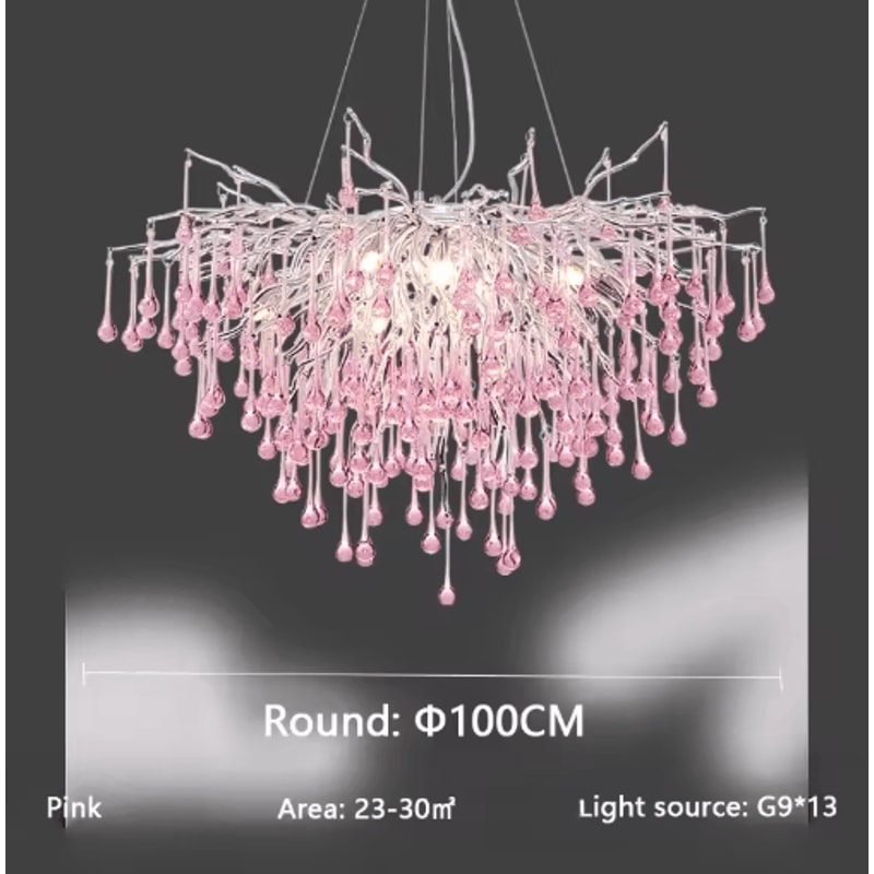 Luxury Branch Crystal Chandelier Modern Teardrop Hanging Lamp For Living Dining Spaces 6