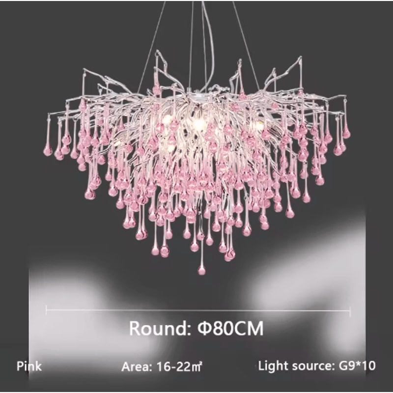 Luxury Branch Crystal Chandelier Modern Teardrop Hanging Lamp For Living Dining Spaces 7