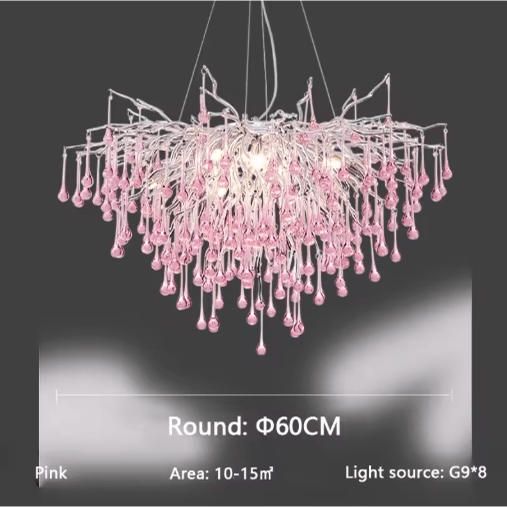 Luxury Branch Crystal Chandelier Modern Teardrop Hanging Lamp For Living Dining Spaces 8