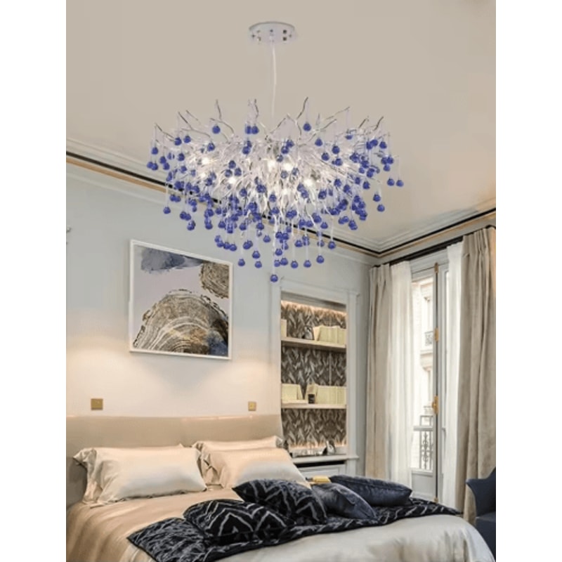Luxury Branch Crystal Chandelier Modern Teardrop Hanging Lamp For Living Dining Spaces 21