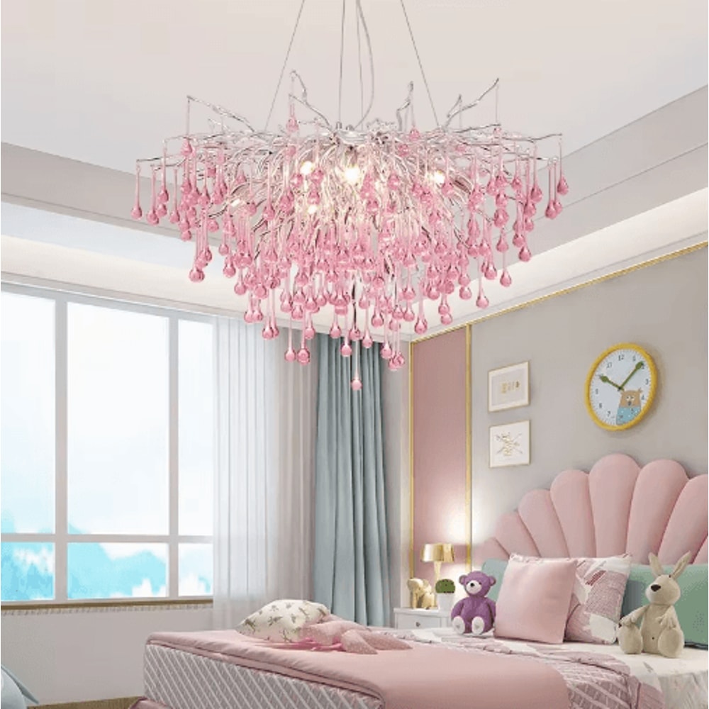Luxury Branch Crystal Chandelier Modern Teardrop Hanging Lamp For Living Dining Spaces 0