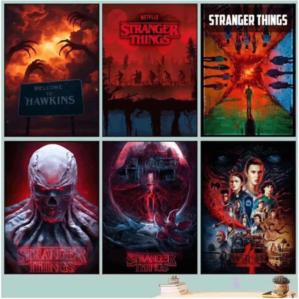 Stranger Things Canvas Poster Retro TV Series Wall Art For Home Cafe Decor 0