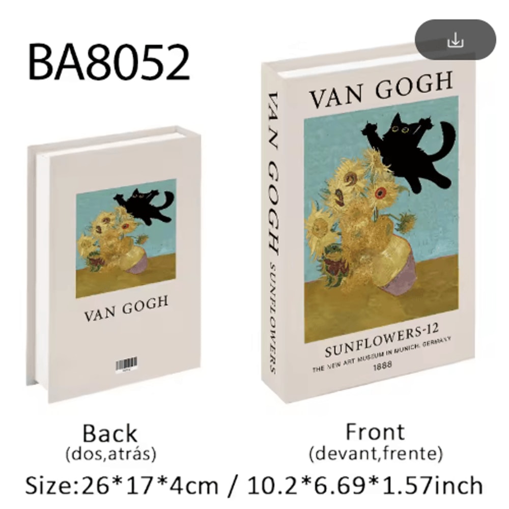 Van Gogh Monet Picasso Decorative Book Storage Box Luxury Hidden Storage Decor 4