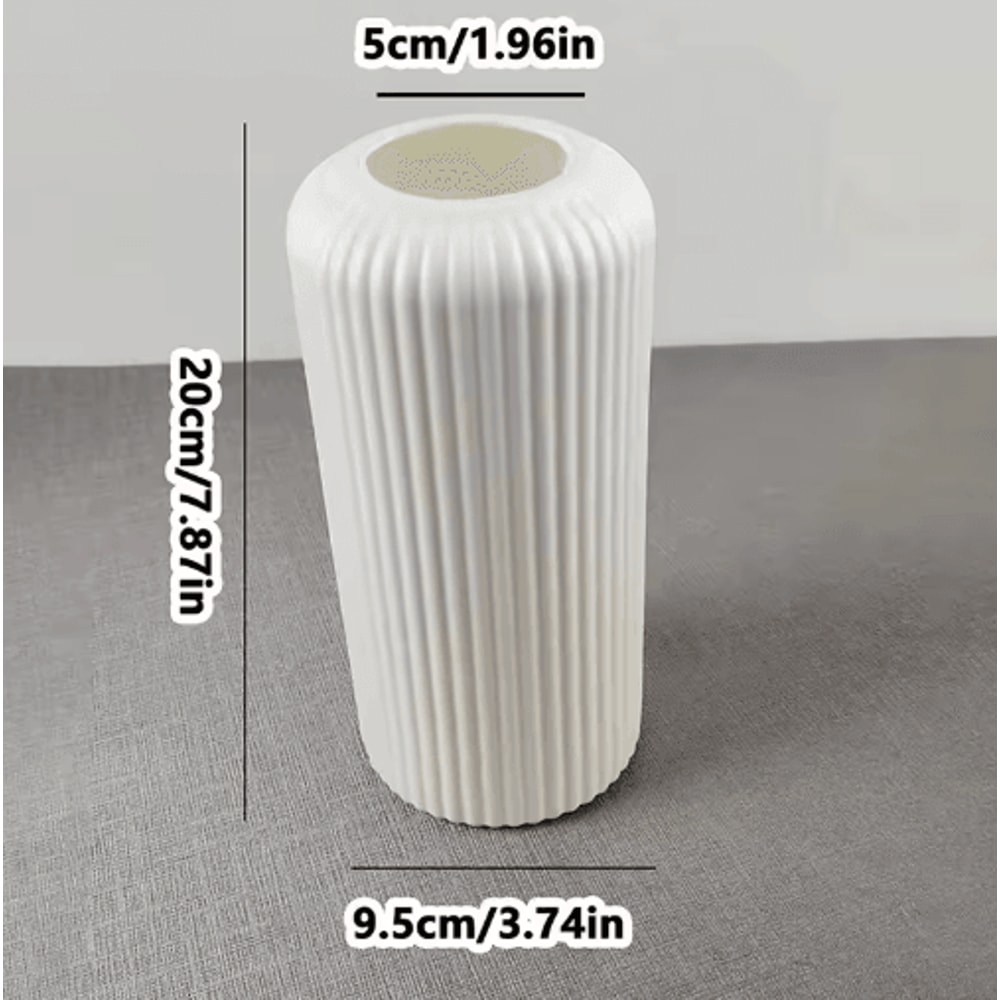Striped Decorative Flower Vase Modern CeramicLook Small Vase For Home Display 2