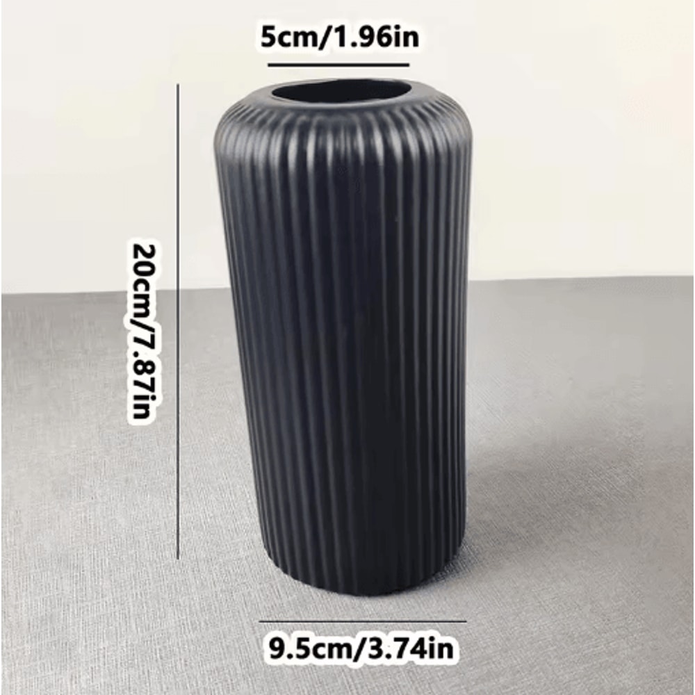 Striped Decorative Flower Vase Modern CeramicLook Small Vase For Home Display 3