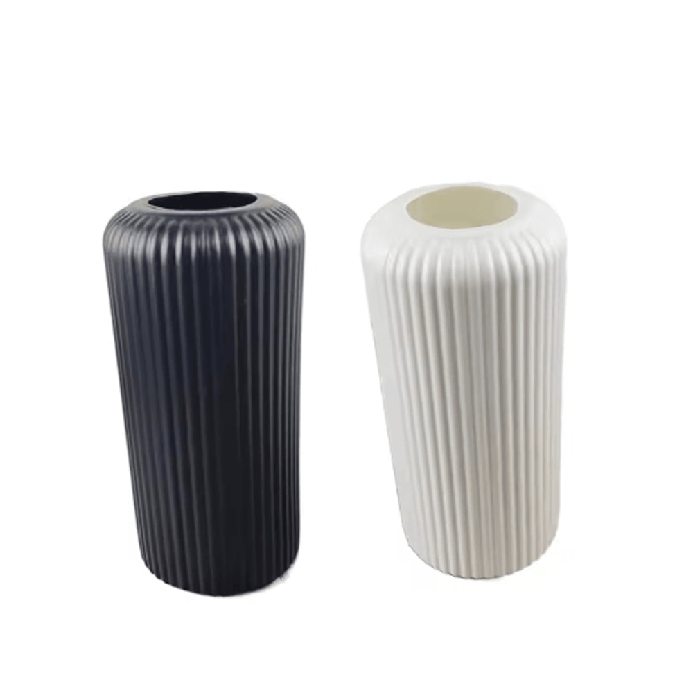 Striped Decorative Flower Vase Modern CeramicLook Small Vase For Home Display 5