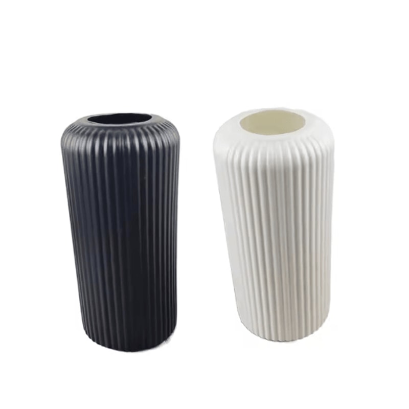Striped Decorative Flower Vase Modern CeramicLook Small Vase For Home Display 5