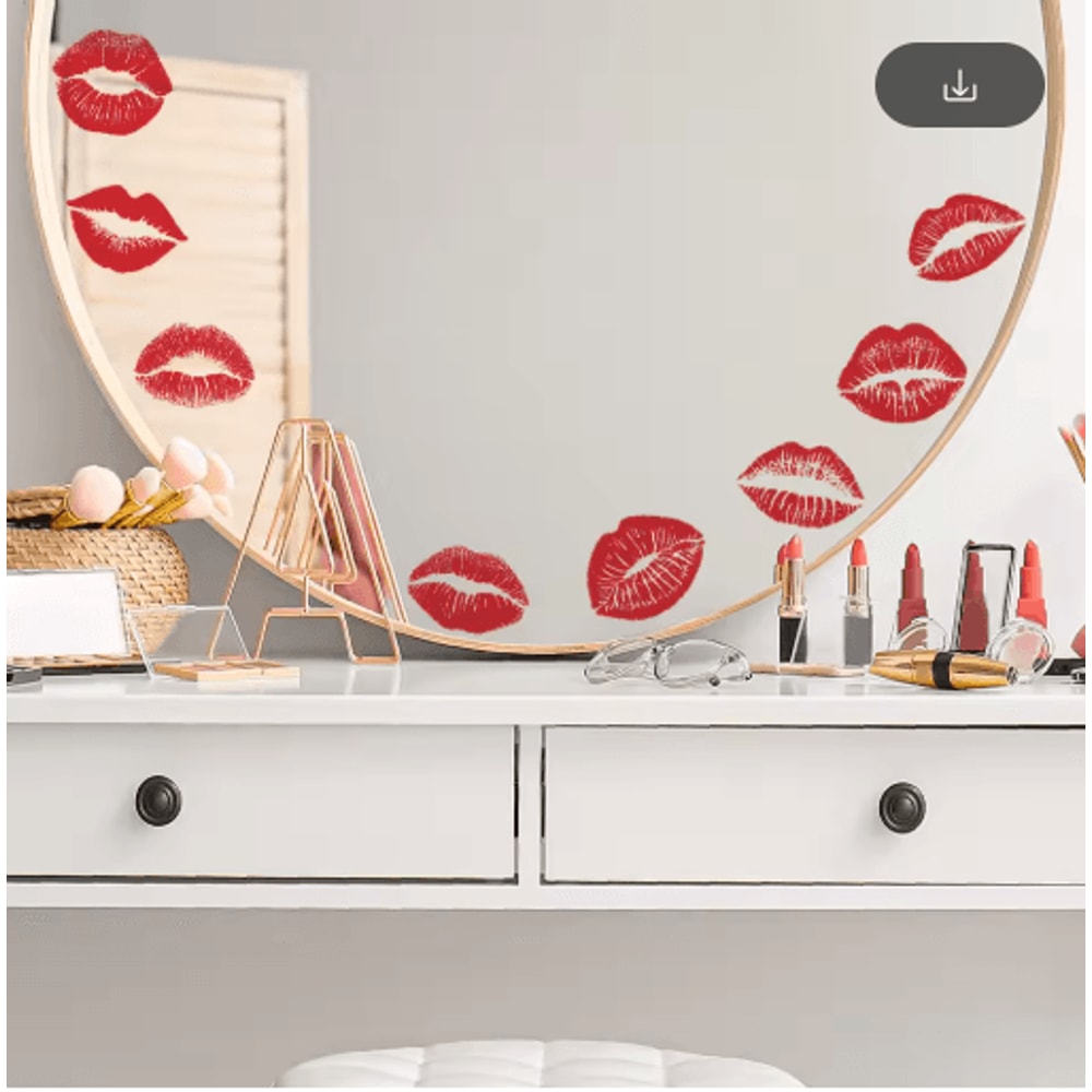 Red Lip Print Wall Sticker Bold SelfAdhesive Decor For Bedroom Bathroom 1