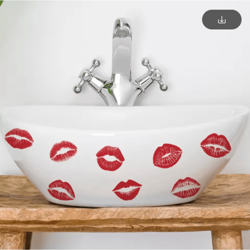 Red Lip Print Wall Sticker Bold SelfAdhesive Decor For Bedroom Bathroom 3