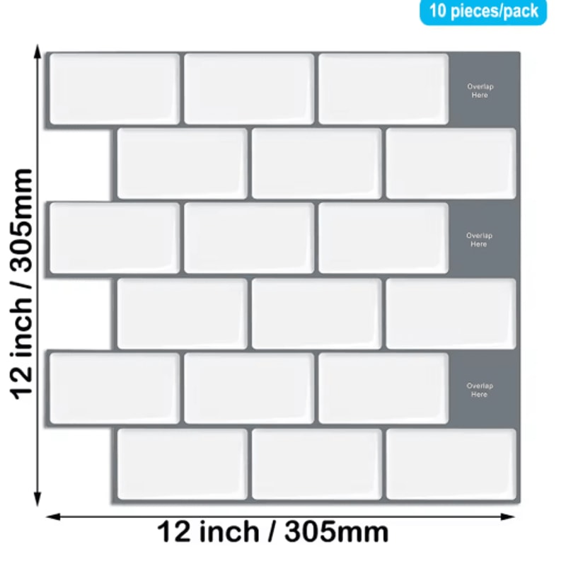 3D Peel And Stick Backsplash Tiles Waterproof SelfAdhesive Kitchen Wall Stickers 2