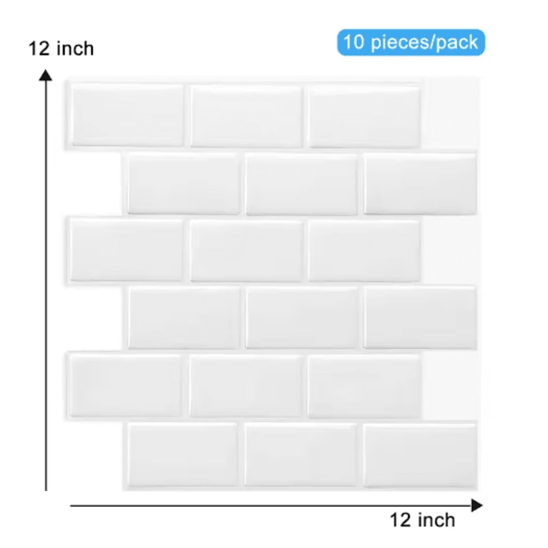3D Peel And Stick Backsplash Tiles Waterproof SelfAdhesive Kitchen Wall Stickers 3