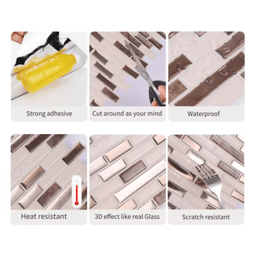 3D Peel And Stick Backsplash Tiles Waterproof SelfAdhesive Kitchen Wall Stickers 20