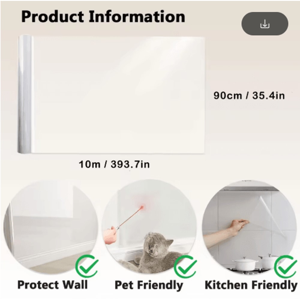 Transparent Kitchen Wall Protective Film OilProof Waterproof Sticker Roll 1
