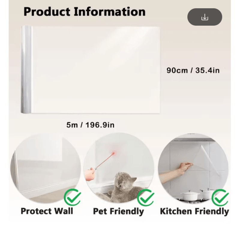 Transparent Kitchen Wall Protective Film OilProof Waterproof Sticker Roll 2