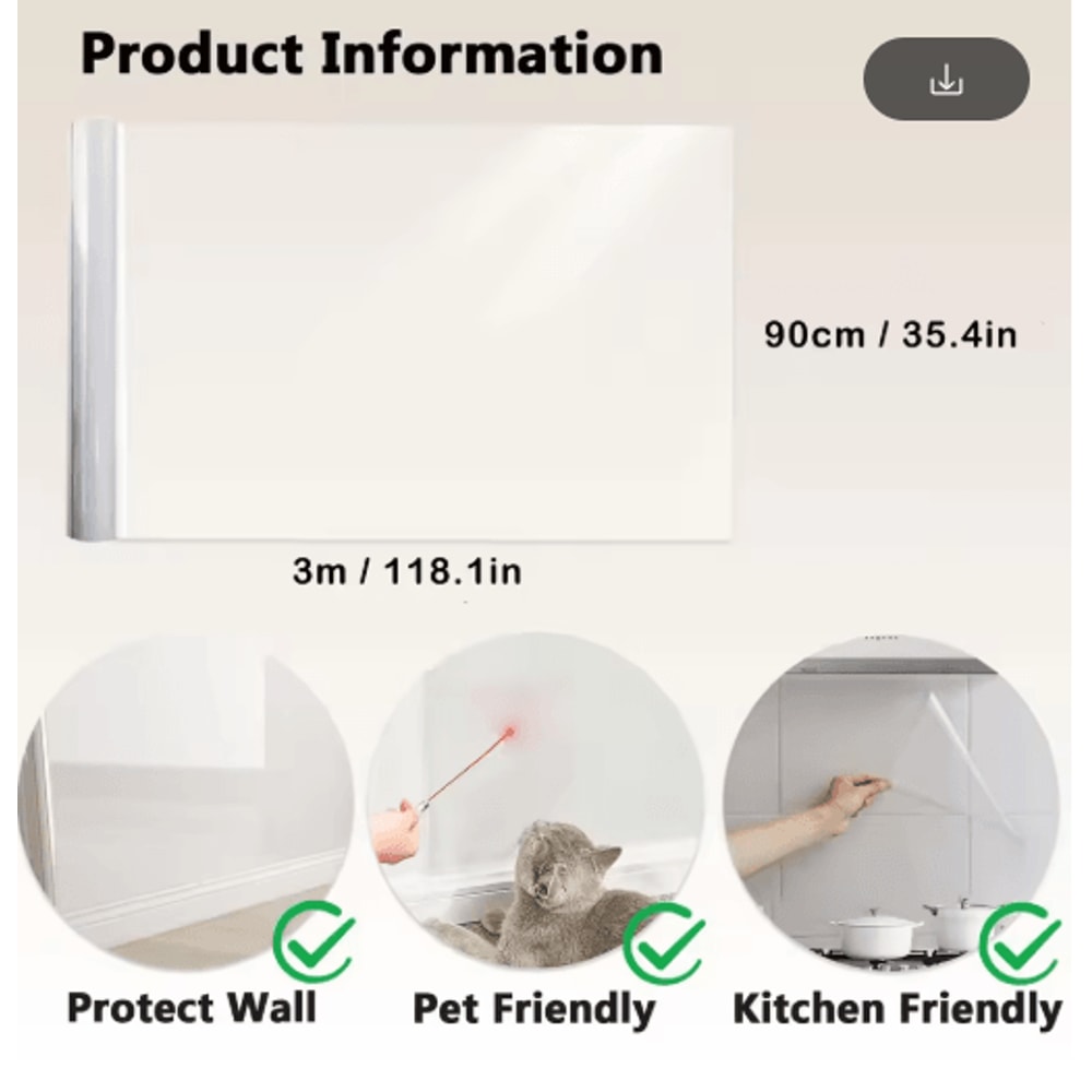 Transparent Kitchen Wall Protective Film OilProof Waterproof Sticker Roll 3