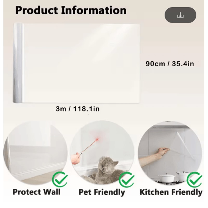 Transparent Kitchen Wall Protective Film OilProof Waterproof Sticker Roll 3